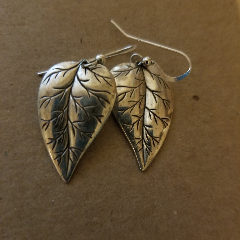Sterling silver feather earrings